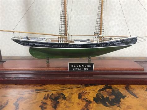 Wooden Sailing Ship Model With Stand Inside Glass Display Case With