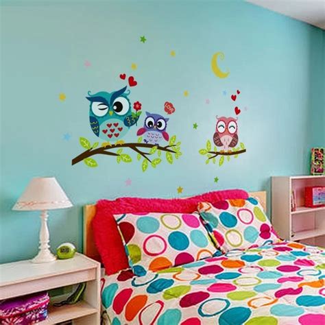 Cute Owls On A Tree Branch Wall Sticker Nursery Removable Wall Decal