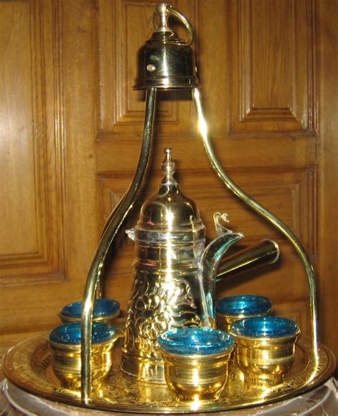 Brass Turkish Arabic Coffee Set Of Tray Pot Ibrik Cups Ebay