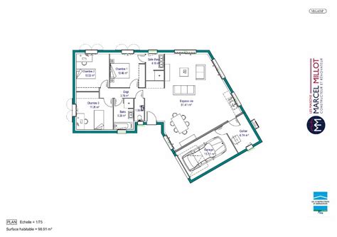 Salle de bain buanderie plan 7 120m2 plain pied en l bbc. Plan De Maison Plain Pied 100M2 | Ventana Blog