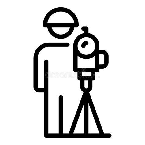 Surveyor With Equipment Icon Outline Style Stock Vector Illustration
