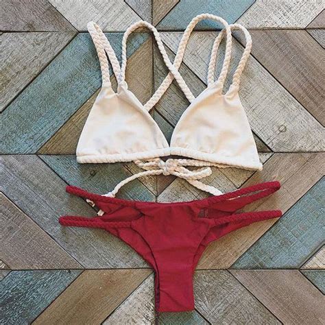 Giselle Braided Strappy Triangle Cheeky Brazilian Bikini Set Bikinis