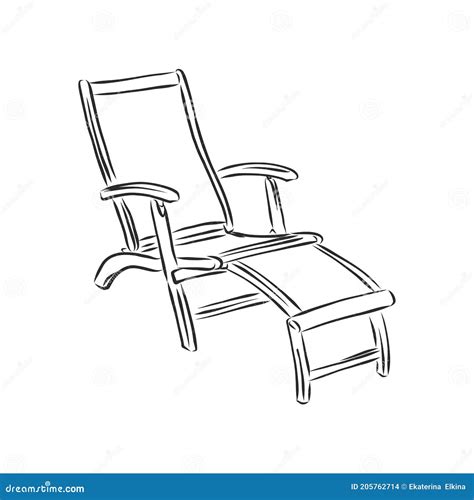 Hand Drawn Beach Chairs Deckchair Vector Sketch Illustration Stock