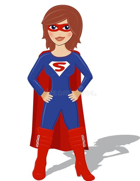 Supergirl Superhero Woman In Blue Advertising Cartoon Drawing Stock