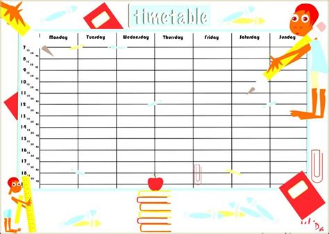 Monthly Time Table Template School Timetable Kids Calendar Class