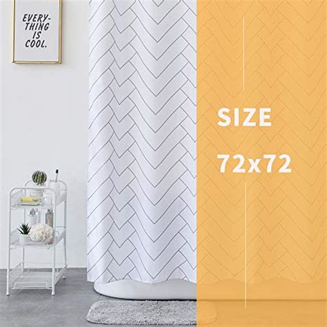 Aimjerry Luxury Hotel Style Striped Fabric Shower Curtain For Bathroom Modern White 72 X 72
