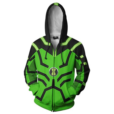 Ben 10 Alien Force 3d Hoodie Zip Up Jacket Coat