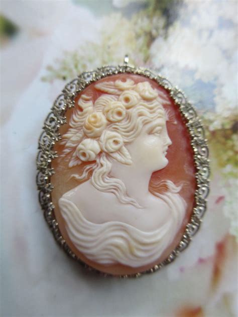 Vintage 1920s 10k White Gold Cameo Pin Pendant From Inspiredbynanny On