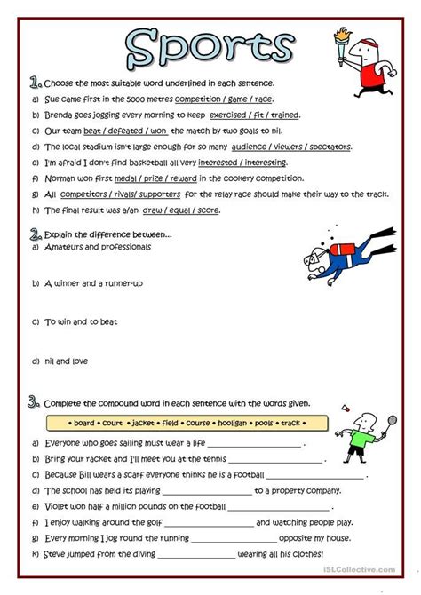 SPORTS - VOCABULARY worksheet - Free ESL printable worksheets made by