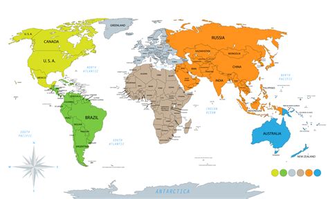 Map Of World With Countries And Continents Viole Jesselyn