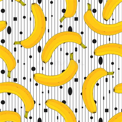 Seamless Vector Pattern With Yellow Bananas Banana Fruit Vector