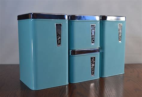 Maybe you would like to learn more about one of these? Vintage Retro Turquoise Blue Eatons Tin Chrome Metal ...