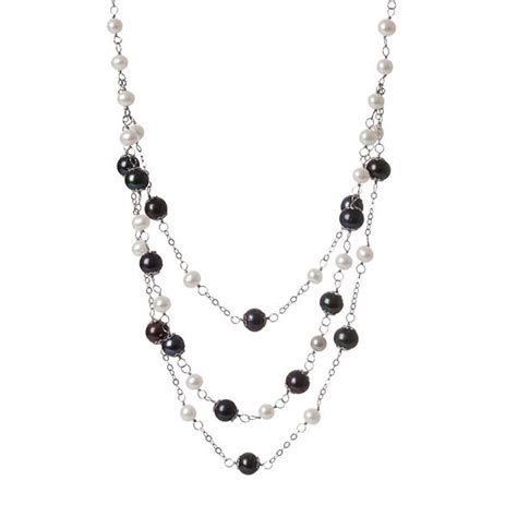 Sterling Silver Freshwater Cultured Pearl Multi Strand Necklace