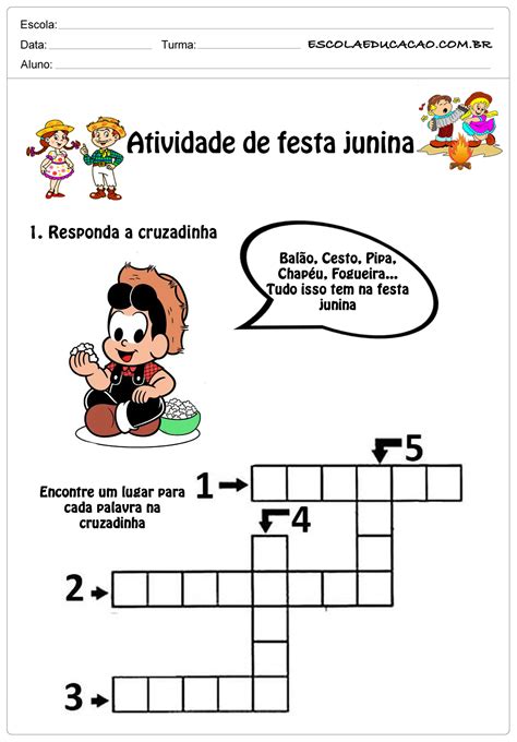 Atividades Festas Juninas 1 Ano