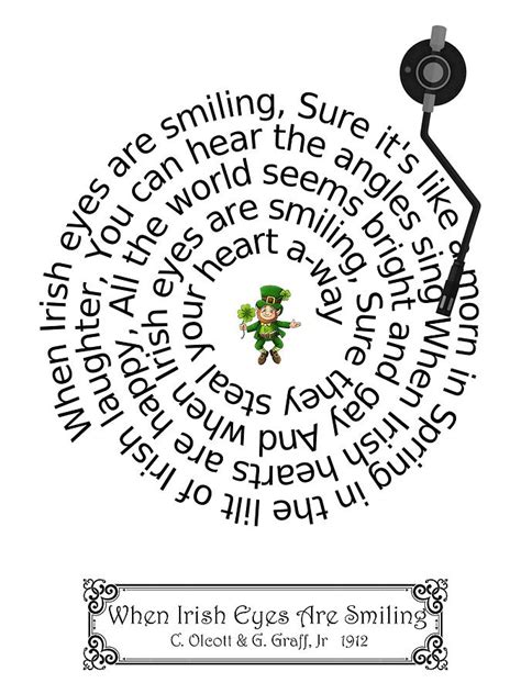 When Irish Eyes Are Smiling Song In Spiral Text Digital Art By Spencer