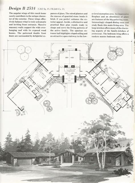 Mid century modern home design characteristics include: Vintage House Plans, 2000 square feet, mid century homes ...