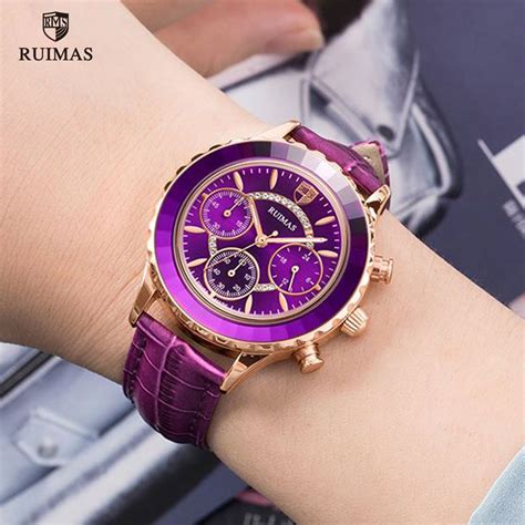 2020 Ruimas Colored Watches Women Luxury Purple Leather Quartz Watch