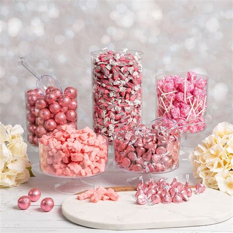 Pink Candy Buffet - Includes Hershey's Kisses, Candy Coated Popcorn