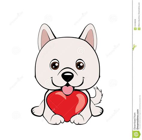 Small Cute Puppy With Heart Vector Illustration Stock