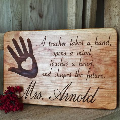 Personalized Wooden Teacher Gift Engraved With Name In Cherry Etsy