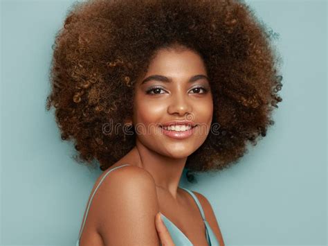 Beauty Portrait Of African American Girl With Afro Hair Stock Image