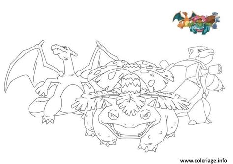 Ce dessin à colorier de dracaufeu est téléchargeable gratuitement et disponible à. pokemon florizarre dracaufeu tortank coloriage # ...