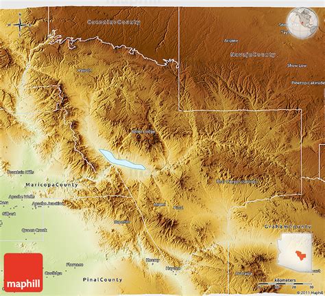 Physical 3d Map Of Gila County