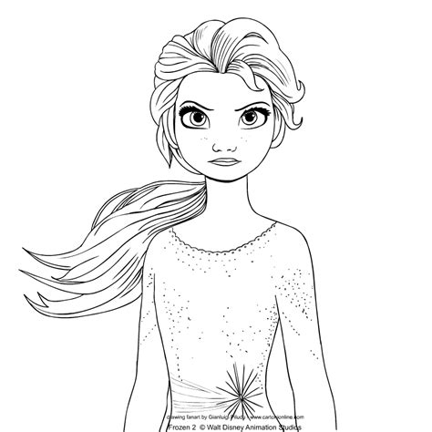 Frozen 2 Coloring Pages Elsa Hair Down