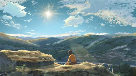 Sad Girl On The Cliff Anime Hd Wallpaper Anime Landscape 1029228