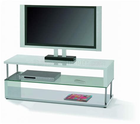 Chrome And Polished Glass Modern Tv Stand Wwood Top And Shelf