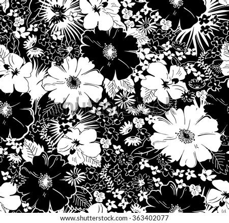 ¡lo que necesitas para tu cocina está aquí! Seamless Black White Floral Pattern Stock Vector 363402077 ...