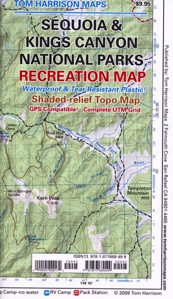 Sequoia And Kings Canyon National Parks Recreation Map By Tom Harrison