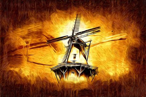 The Windmill Digital Art By Rafal Kulik Fine Art America