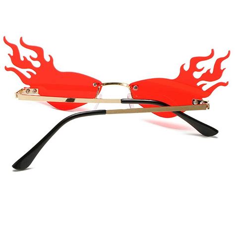 Rimless Fire Flame Sunglasses Luxury Women Men Glasses Fashion Etsy Uk