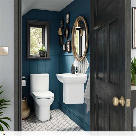 Quirky And Compact Under Stairs Cloakroom The Deep Blue Walls Allow