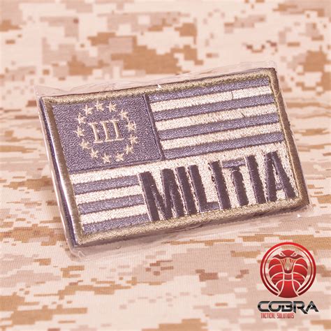 Iii Militia Usa Flag Bronze Moral Embroidered Patch Velcro Military