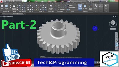 3d Modelling Simple Gear In Autocad 2016 Part 02techandprogramming