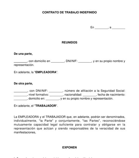 Documento Ejemplo De Contrato De Trabajo Temporal Nuevo Ejemplo