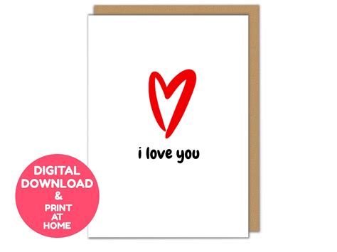 Printable Love Card Instant Download Card I Love You Card Etsy
