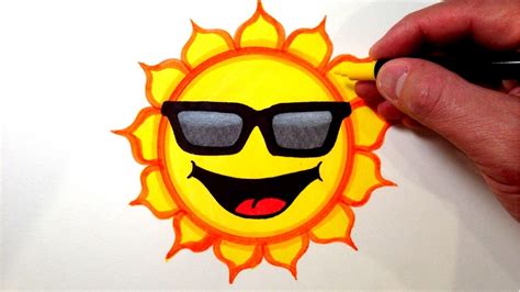 How To Draw A Cool Sun Smiley Face With Sunglasses Youtube