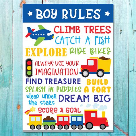 Boys Set Of 1 Boys Rules Canvas And More