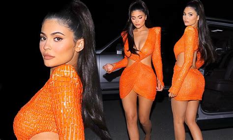 Kylie Jenner Sets Pulses Racing As She Bares Skin In Orange Cut Out