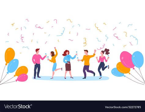 Cartoon Color Characters People And Party Vector Image