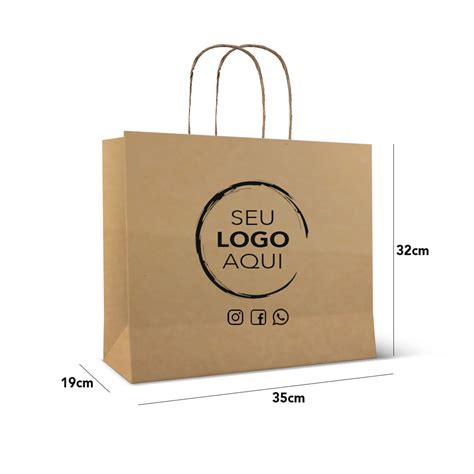 Sacola Kraft Personalizada Delivery Plus 35 X 32 X 19 Paperbag