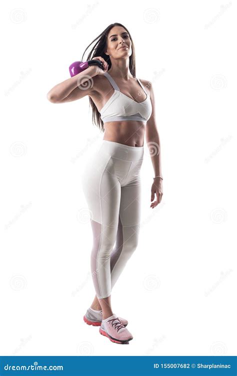 Donna Sexy Del Modello Di Forma Fisica Con I Muscoli Perfetti Dell Abs