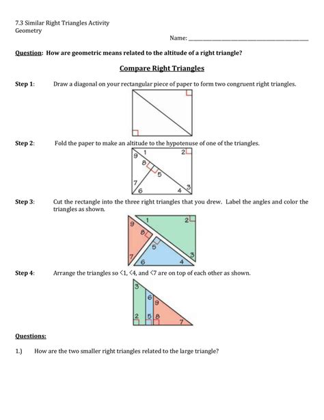 Meaning, if we start with a congruence statement, we are able to tell which parts of the triangle are corresponding and therefore congruent. Similar Right Triangles Worksheet Answers — db-excel.com