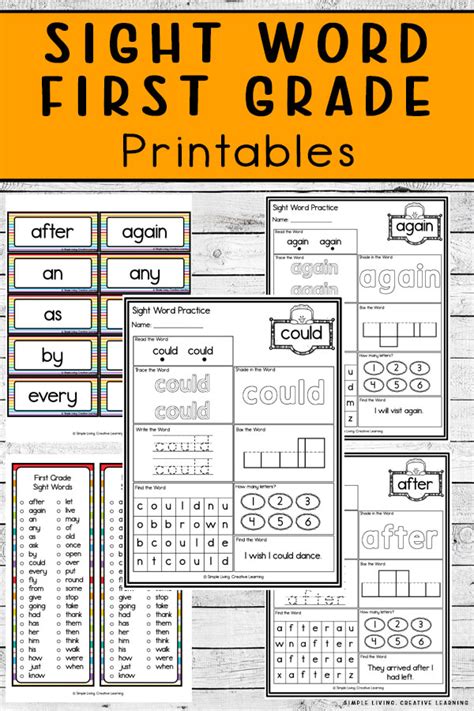 First Grade Sight Word Printables Simple Living Creative Learning