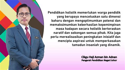 1 TITIK POSITIF 1 HARI PENDIDIKAN JOHOR PENDIDIKAN HOLISTIK