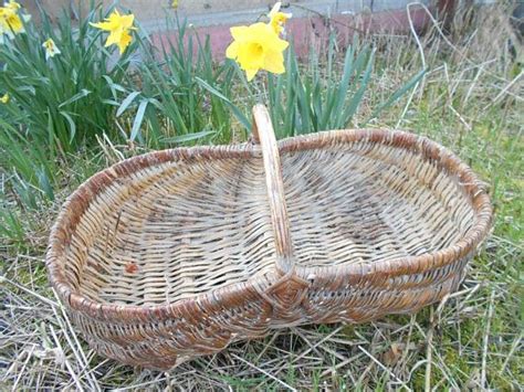 Very Large French Antique Wicker Basket Wicker Harvest Etsy Antique