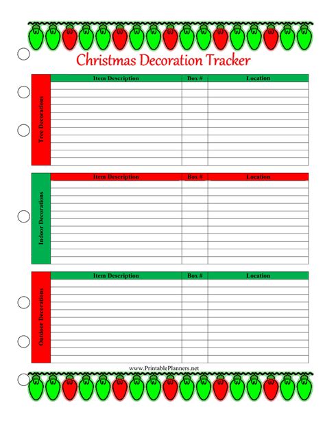 Christmas Decoration Tracking Spreadsheet Template Download Printable
